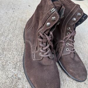Diesel Dark Brown Suede Lace-Up Boots